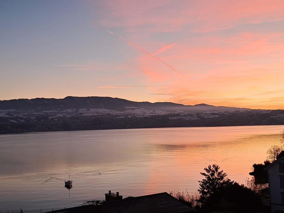 Lake view, Mountain view, Sunset