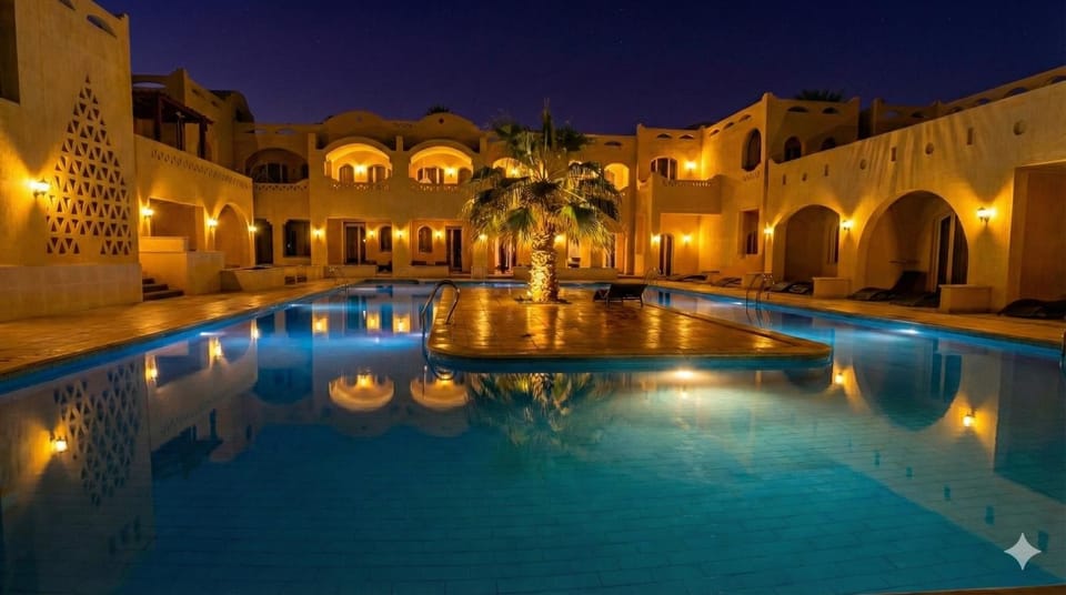 Night, Pool view, Swimming pool