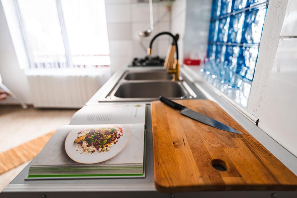 Kitchen or kitchenette, stove