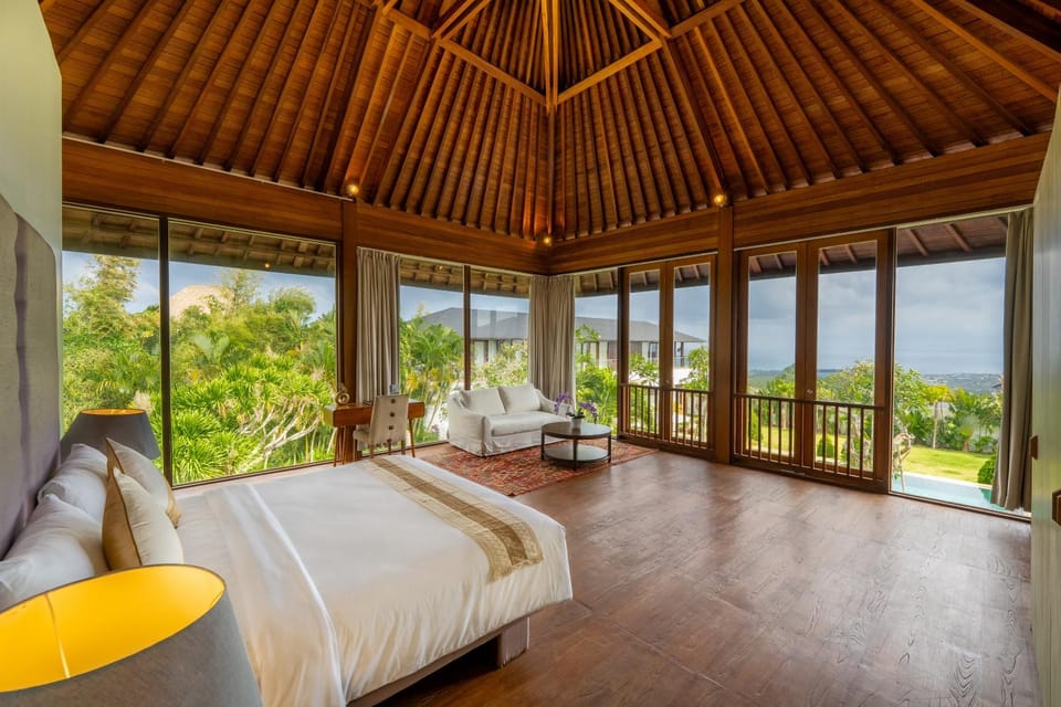 Bed, Natural landscape, Garden, View (from property/room), Balcony/Terrace, Bedroom, Garden view, Sea view