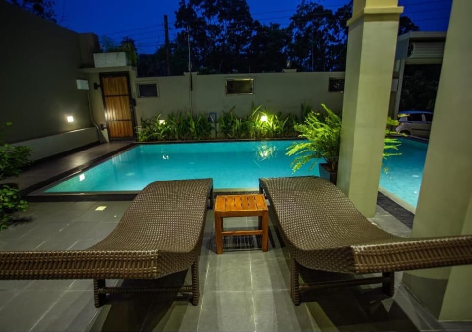 Night, Pool view, sunbed