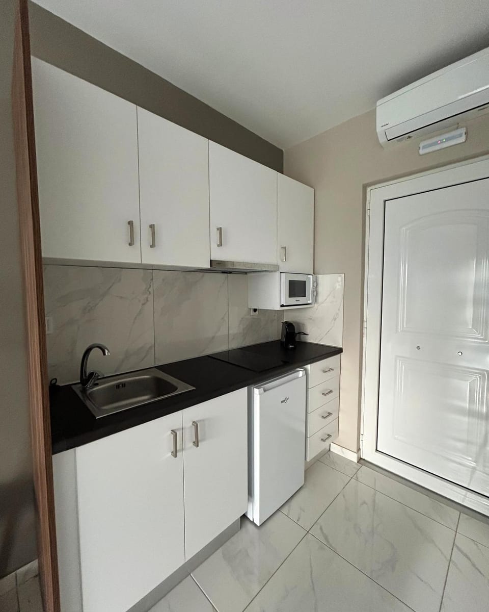 Kitchen or kitchenette, oven, stove