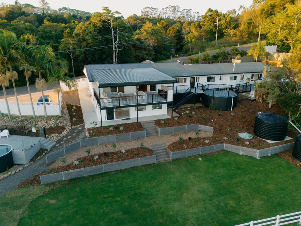 Property building, Spring, Natural landscape, Bird's eye view, Parking