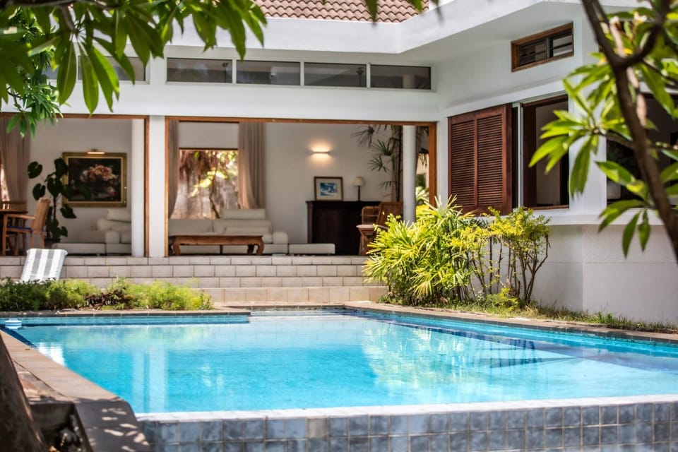 Property building, Patio, Day, Garden, Garden view, Pool view, Swimming pool