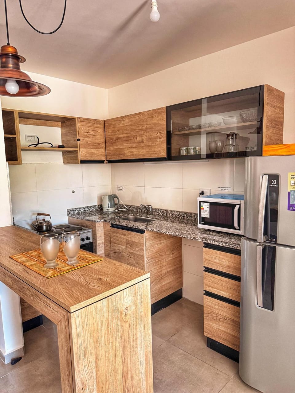 Kitchen or kitchenette, oven
