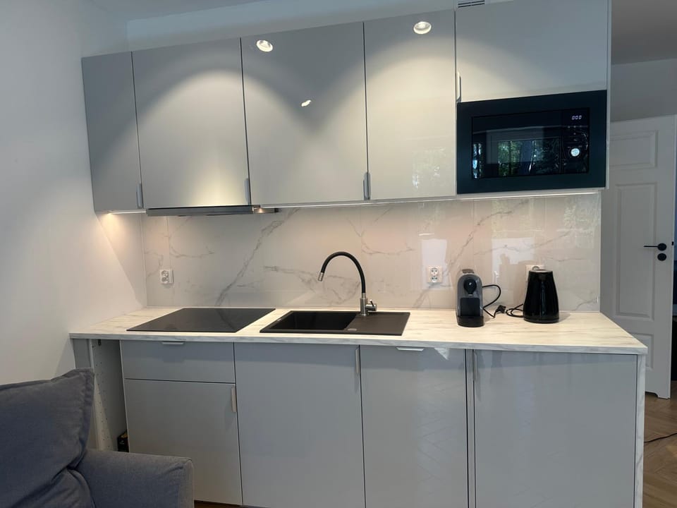 Kitchen or kitchenette, stove