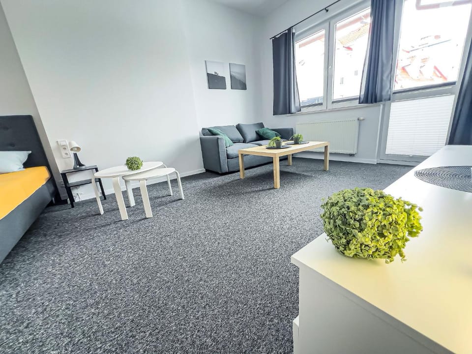 Bed, Living room, Seating area