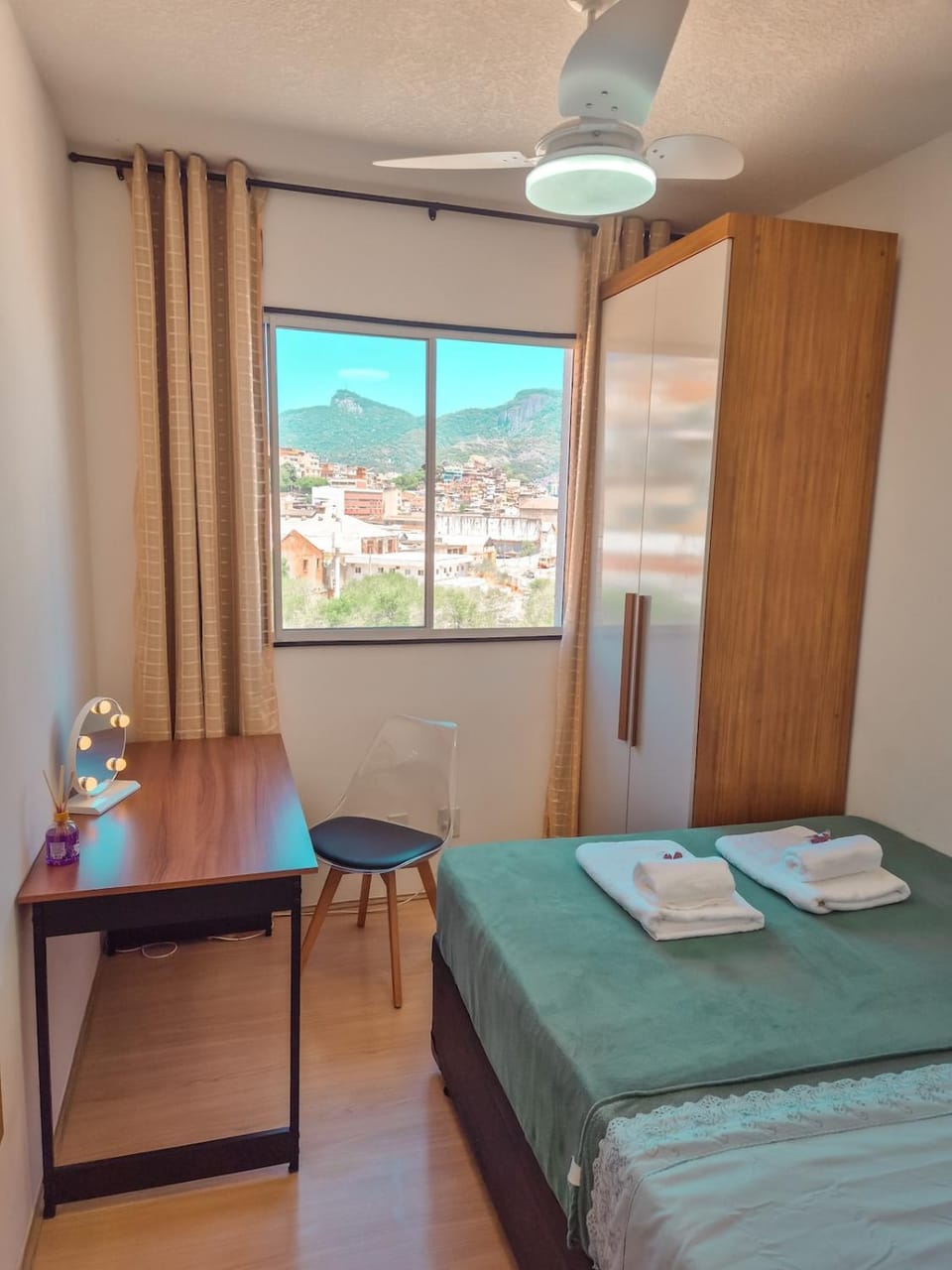 Bed, Natural landscape, Mountain view, wardrobe