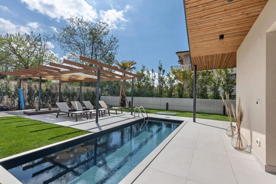 Property building, Living room, Swimming pool