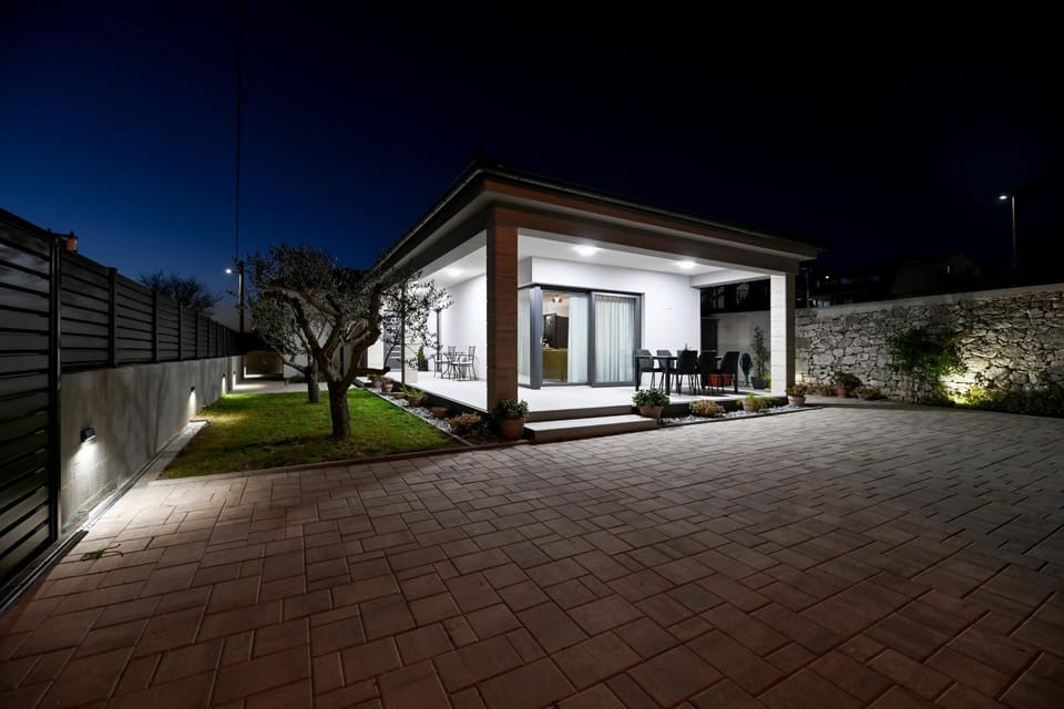 Property building, Patio, Night, Garden, Garden view