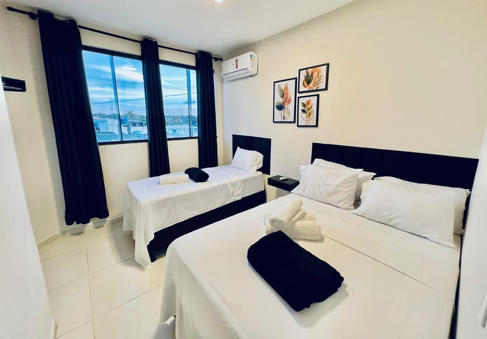 Bed, Photo of the whole room, Bedroom, towels, air conditioner