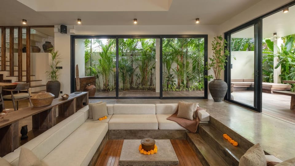 Living room, Seating area, Garden view