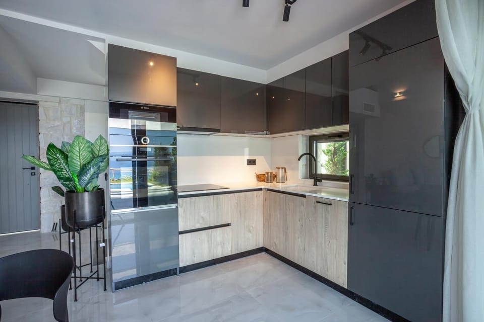 Kitchen or kitchenette, dishwasher, oven, stove