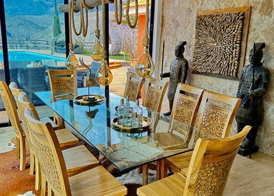 Seating area, Dining area, Pool view
