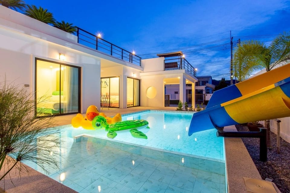 Night, Pool view, Swimming pool