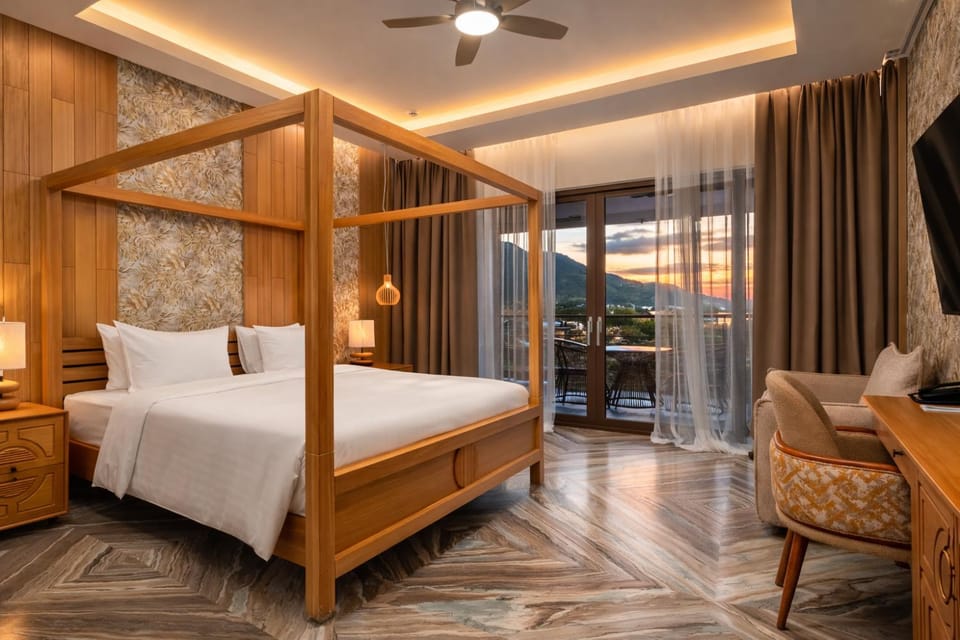Bed, View (from property/room), Living room, Bedroom, Mountain view