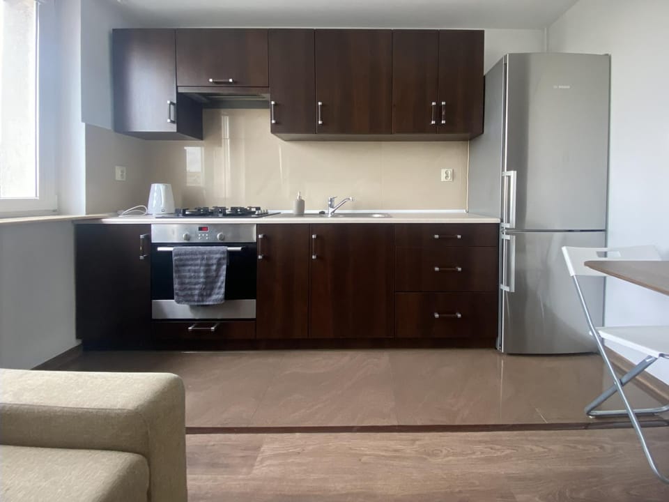 Kitchen or kitchenette, stove