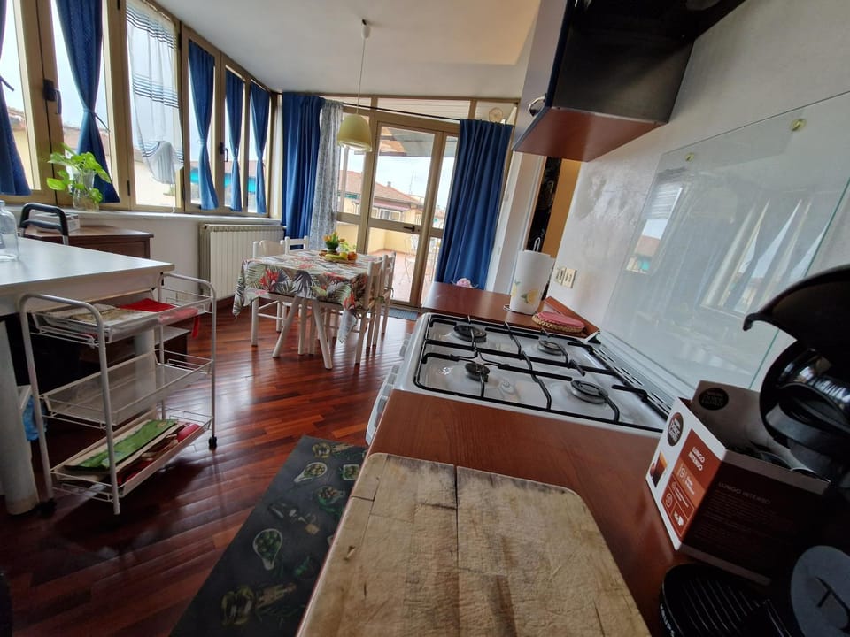 Kitchen or kitchenette, stove