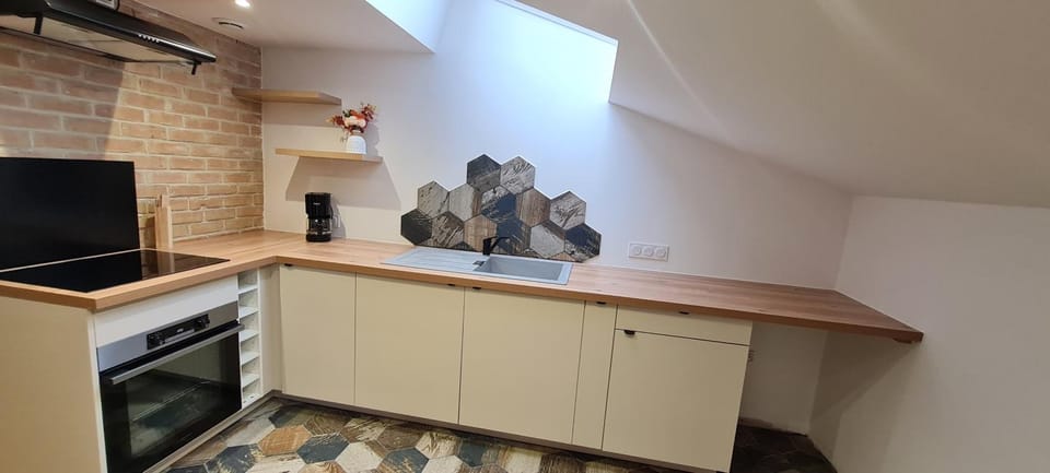 Kitchen or kitchenette, stove