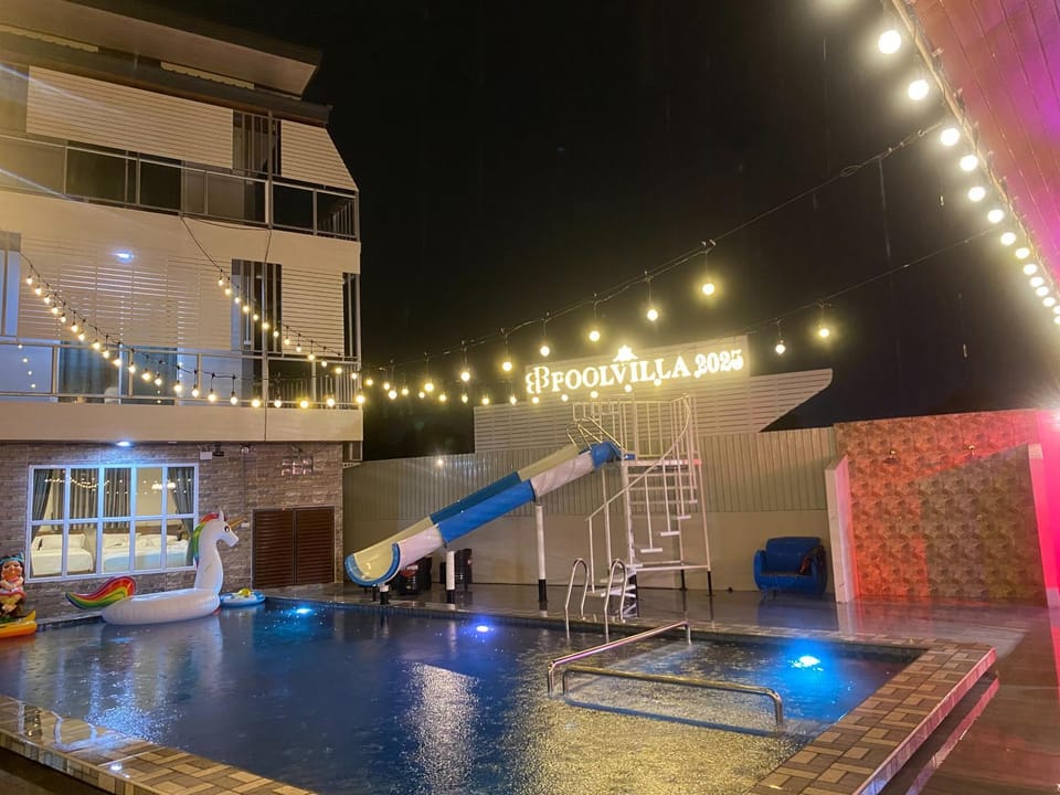 Night, Pool view, Swimming pool