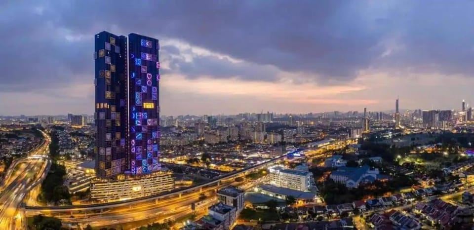 Property building, Night, Bird's eye view, City view