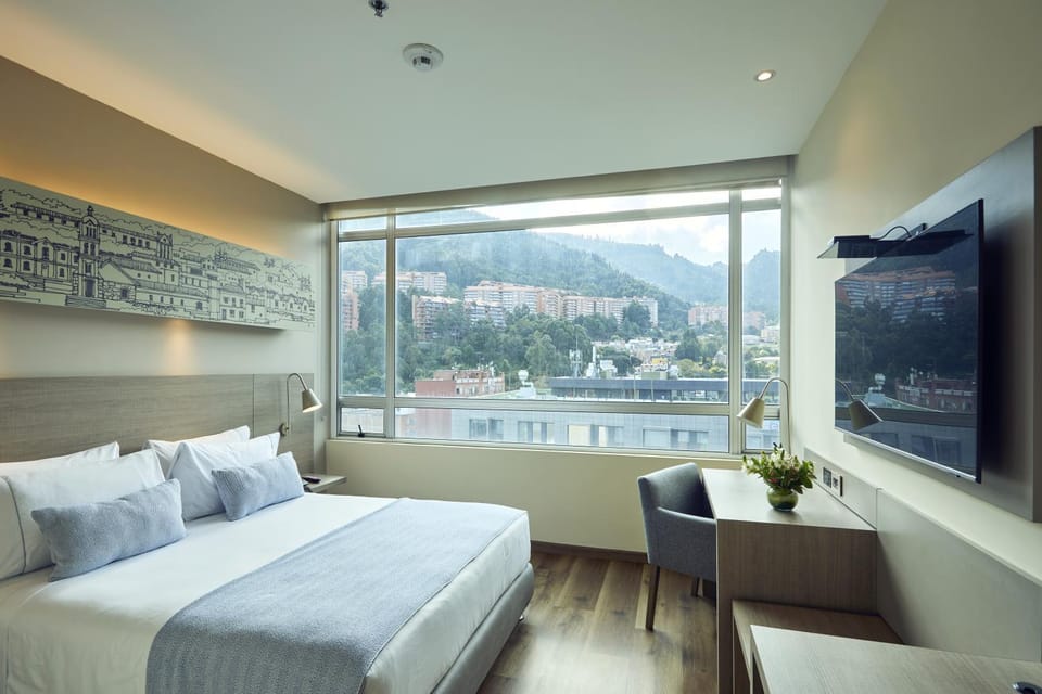 Bed, Bedroom, City view