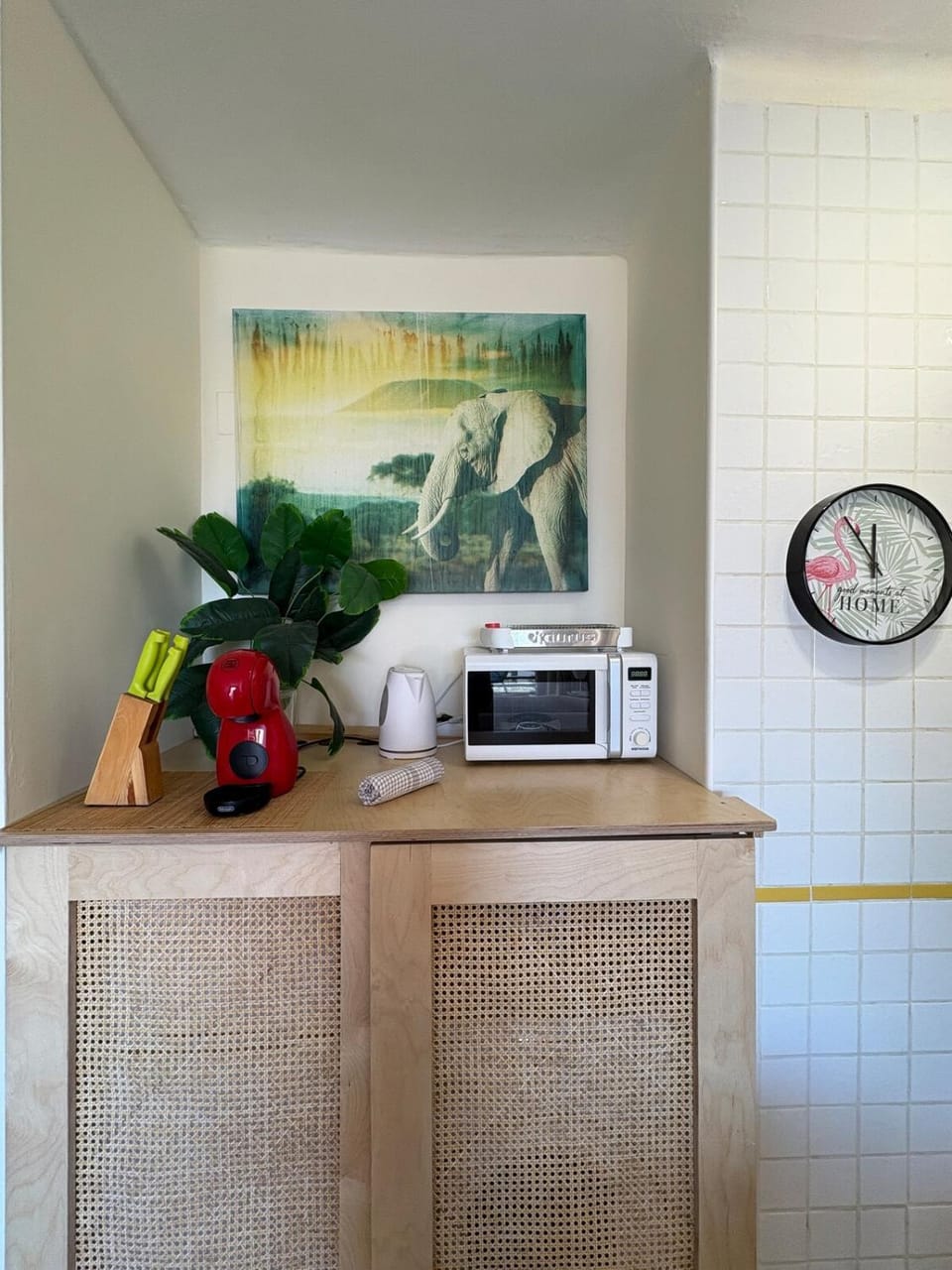 Kitchen or kitchenette, toaster