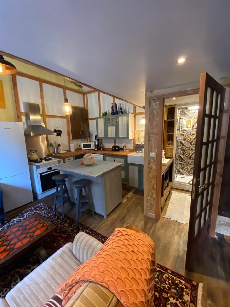 Shower, Living room, kitchen