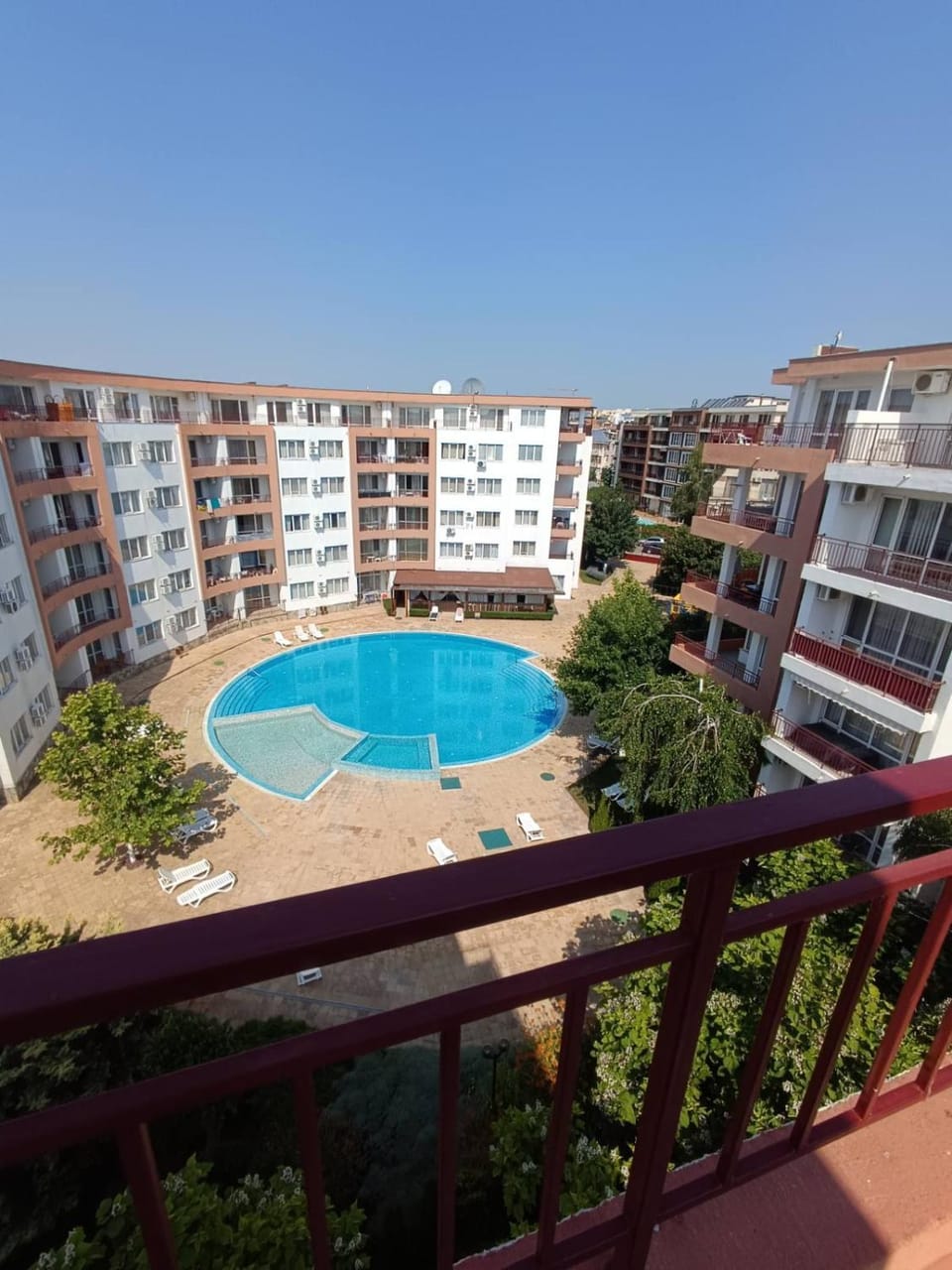 View (from property/room), Balcony/Terrace, Pool view, Swimming pool