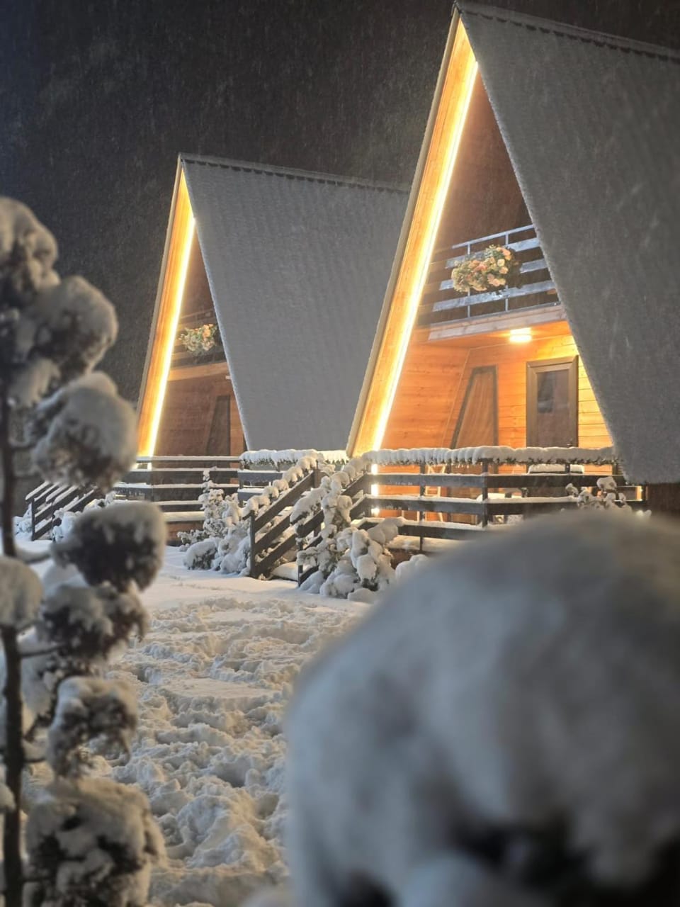 Property building, Night, Winter
