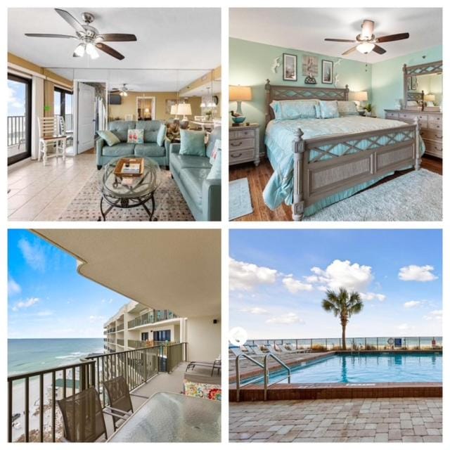 Bed, Photo of the whole room, Dining area, Bedroom, Pool view, Sea view, Swimming pool, Swimming pool