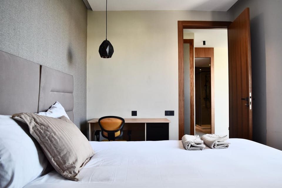 Bed, Photo of the whole room, Bedroom, towels, wardrobe