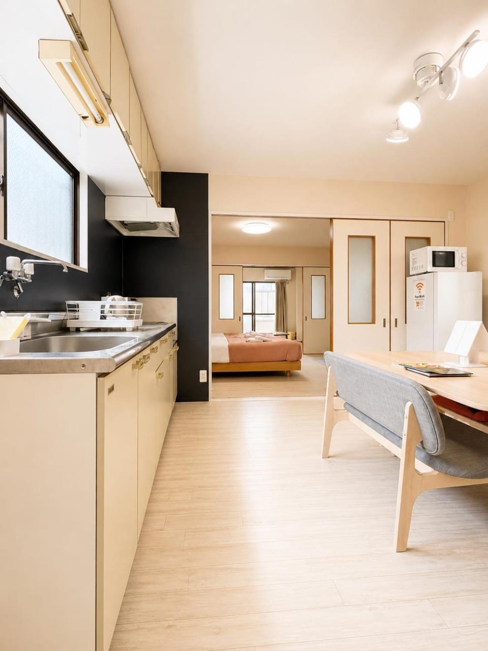 Kitchen or kitchenette, Living room, Dining area