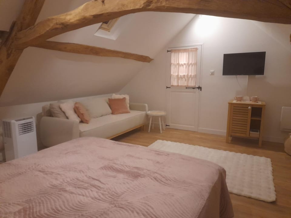 Bed, TV and multimedia, Photo of the whole room, Seating area, Bedroom, air conditioner