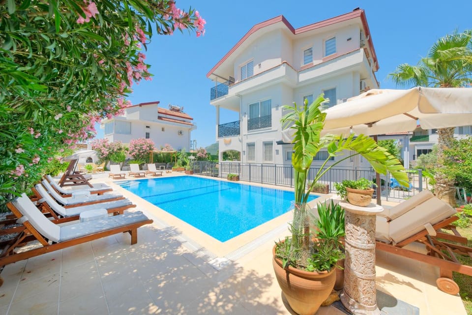 Property building, Patio, Spring, Day, Garden, Garden view, Pool view, Swimming pool, sunbed