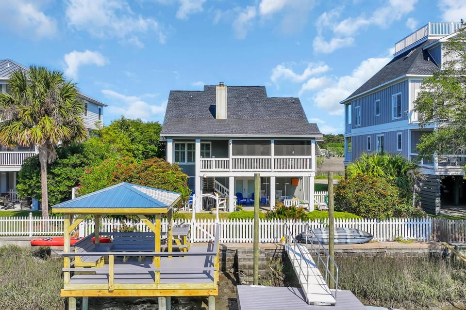 Sleeps 24 Waterfront Dock Golf Cart Walk to Beach House in South Carolina