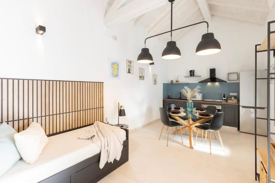 Bed, Kitchen or kitchenette, Living room, Photo of the whole room, Seating area, Dining area