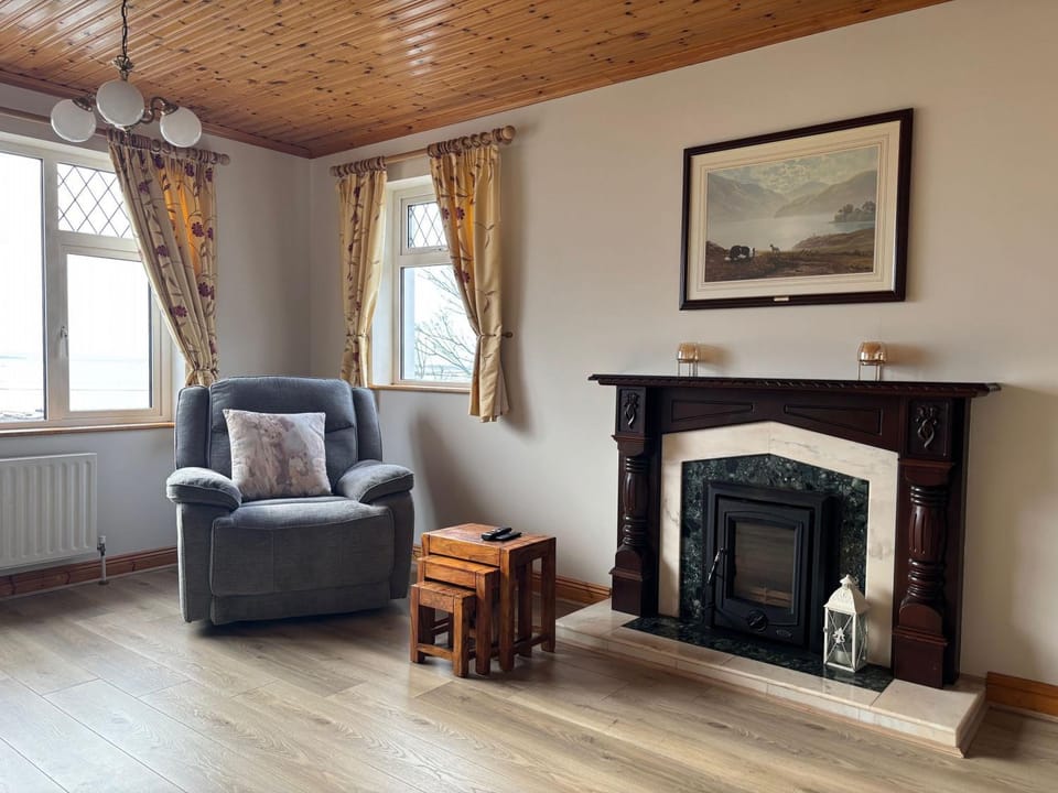 Living room, fireplace, internet