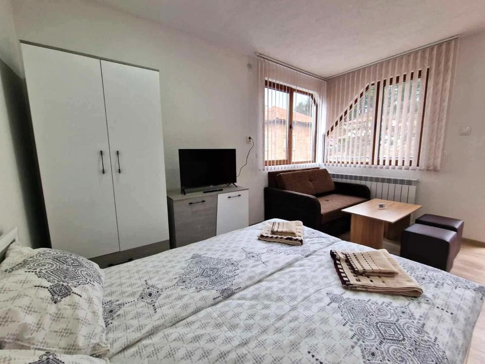 Communal lounge/ TV room, Bed, TV and multimedia, Living room, Photo of the whole room, Bedroom, towels, wardrobe