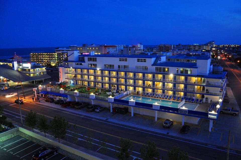 Property building, Night, Bird's eye view, Summer