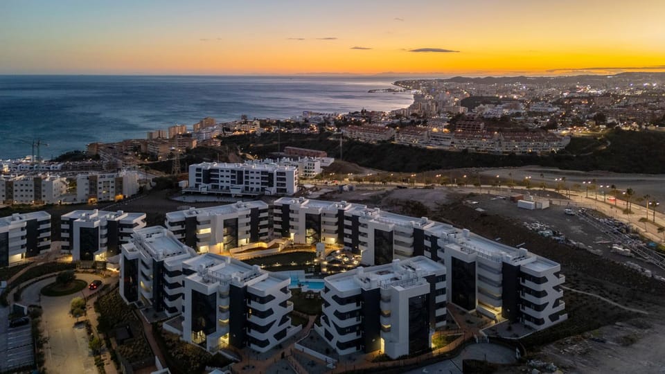 Property building, Natural landscape, Bird's eye view, Sunset