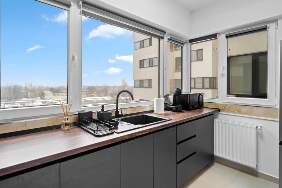 Kitchen or kitchenette, microwave