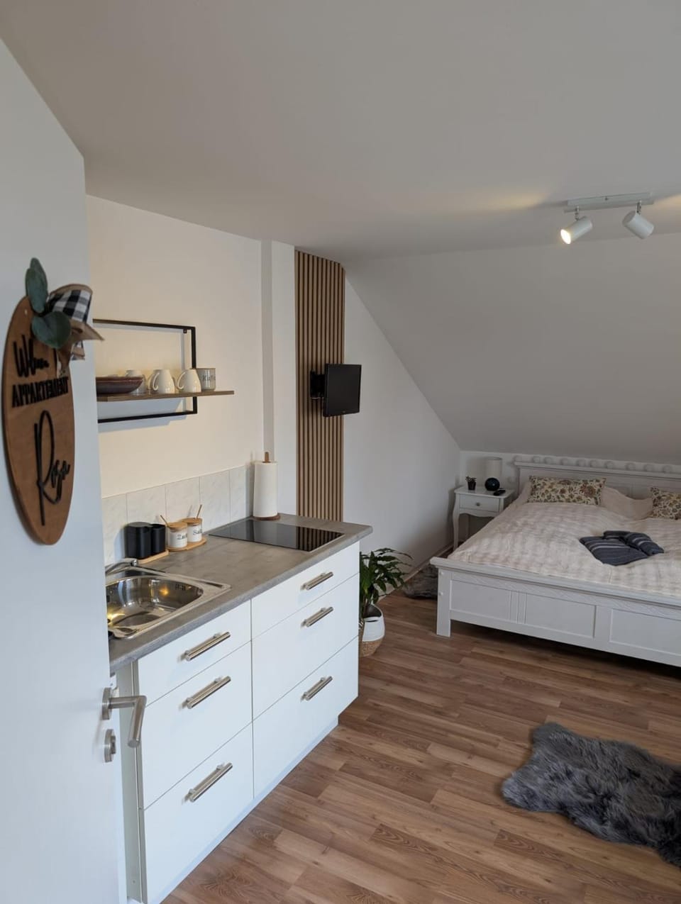Bed, stove