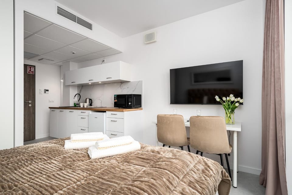 Bed, TV and multimedia, Kitchen or kitchenette, Photo of the whole room, air conditioner