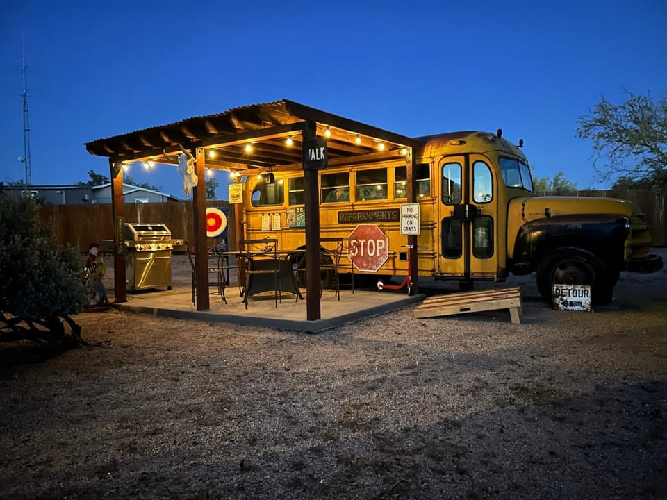 Tumbleweed charm of the Bus Stop Saloon House in Cave Creek