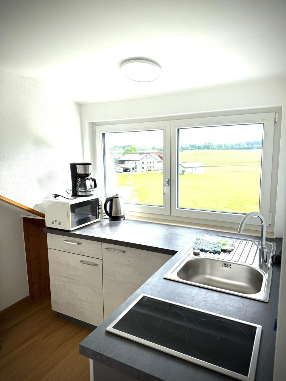 Kitchen or kitchenette, stove