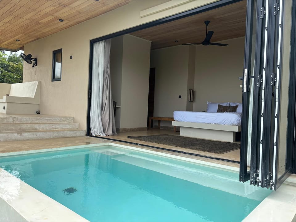 Bed, Photo of the whole room, Bedroom, Pool view