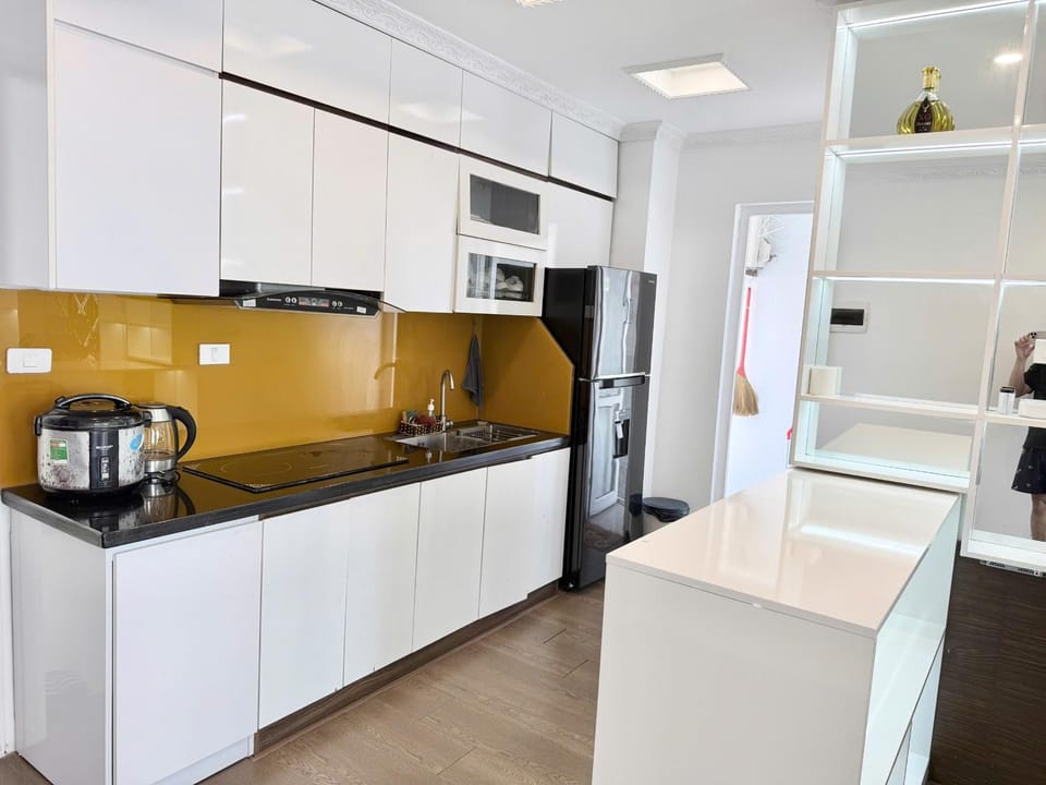 Kitchen or kitchenette, stove