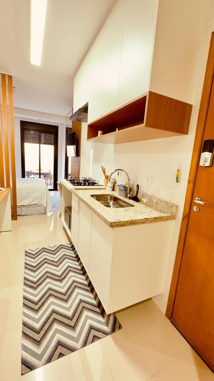 Kitchen or kitchenette, stove