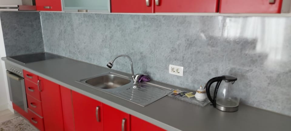 Kitchen or kitchenette, stove